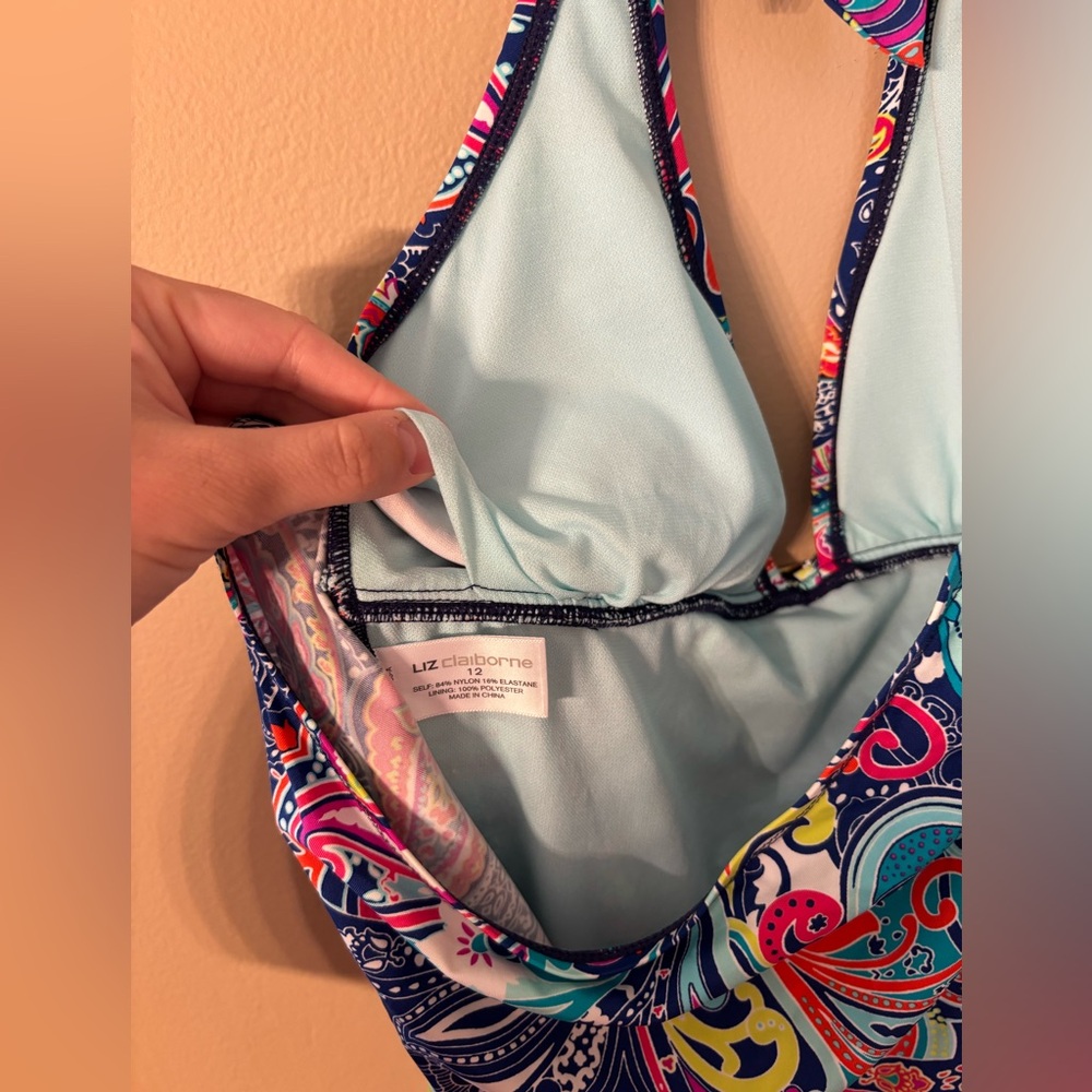 Liz Clariborne women’s paisley 1 piece swimsuit size 12 - Picture 3 of 6